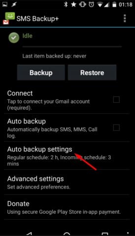 Select the 'Auto Backup Settings' option