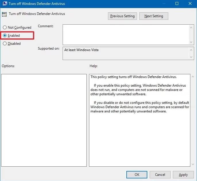 Inaktivera Windows Defender från Local GroupPolicy