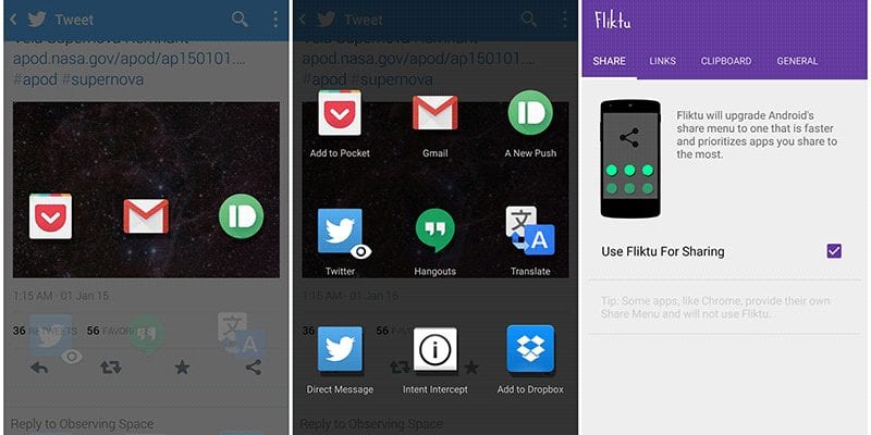 how to add app to share list android