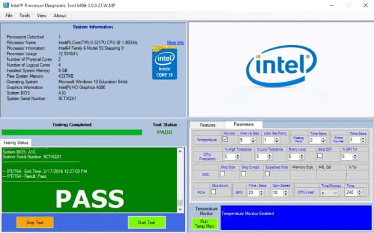 Diagnostisch hulpprogramma voor Intel-processors