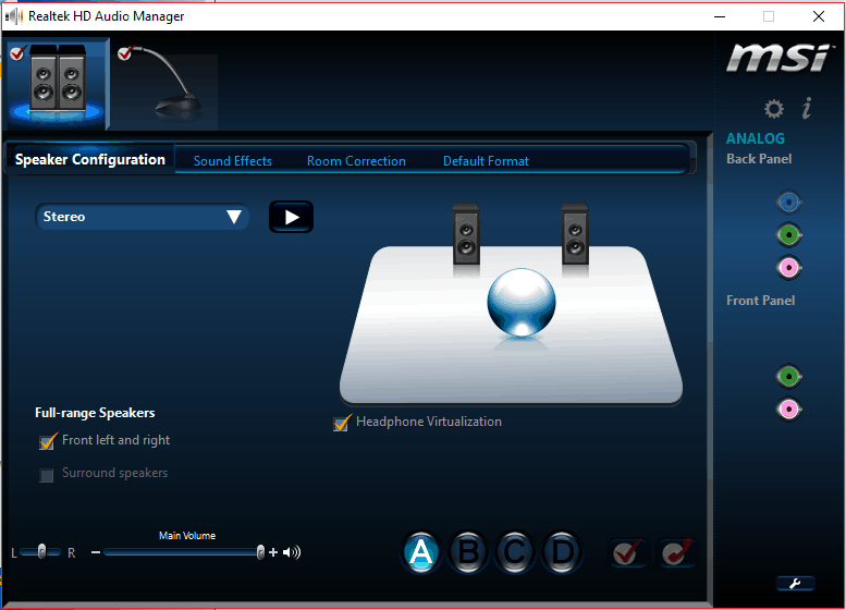 realtek hd audio manager does not work with headset