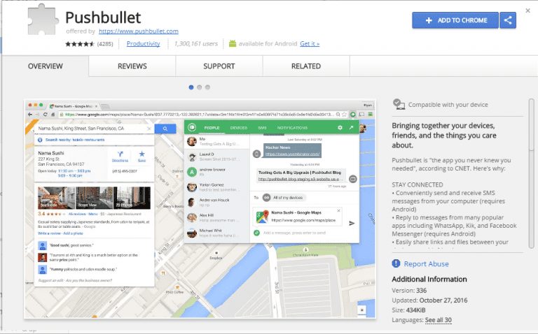 Nainstalujte si rozšíření Pushbullet pro Chrome