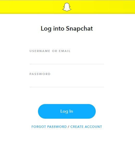 log in to Snapchat