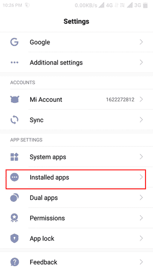 installed apps