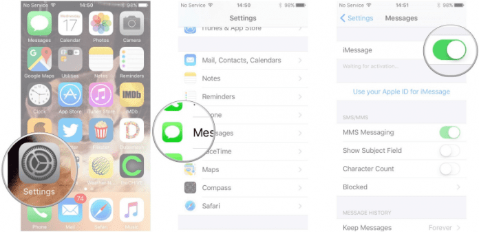 Az iMessage letiltása és deaktiválása iPhone vagy iPad készüléken