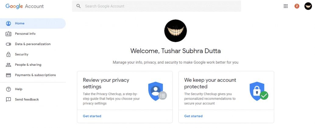 TWO STEP VERIFICATION GMAIL SETTINGS visual data 2