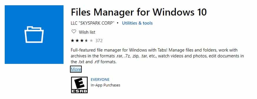 Files Manager for Windows 10