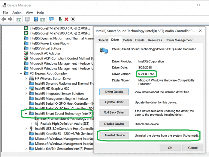 Uninstall The Audio and Display Drivers