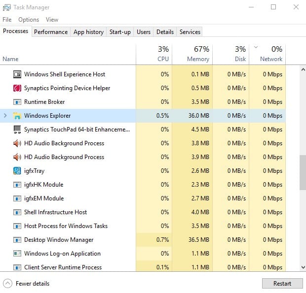 Restart The Windows Explorer