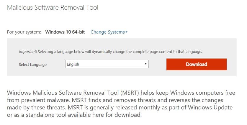 Microsoft Malicious Software Removal Tool 5.116 instal