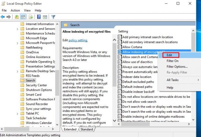 How To Disable Encrypted File Indexing In Windows 10