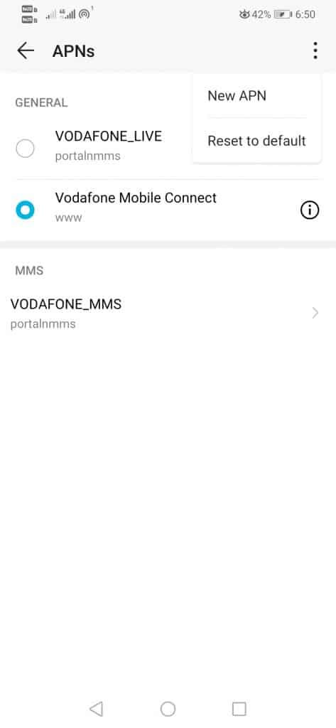 To configure new apn, select 'New APN'