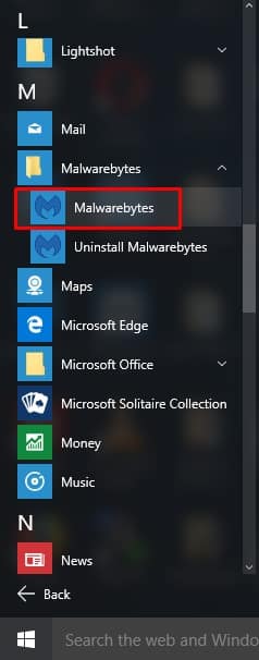 Launch Malwarebytes from Start Menu