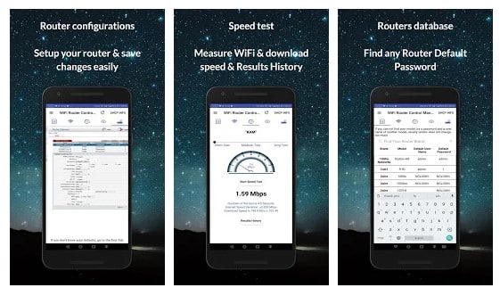 Controle de configuração do administrador do roteador e teste de velocidade