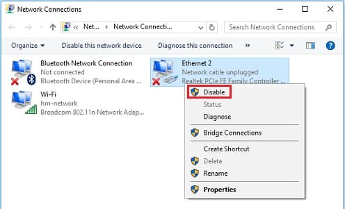Turn Off VPN & Disable Network Adapters
