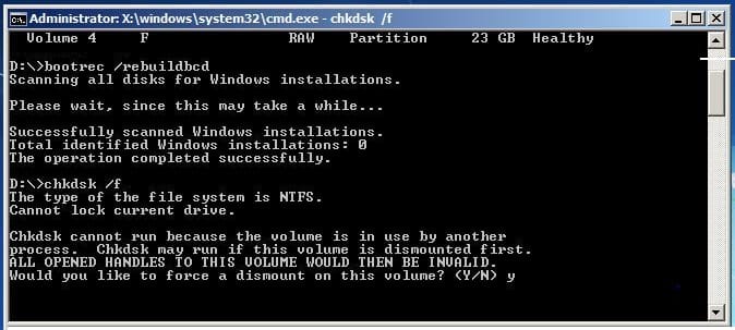 Ошибка при установке виндовс chkdsk