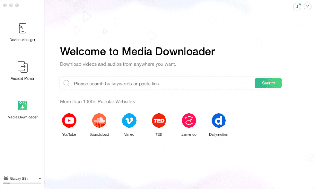 Download content from the web with Media Downloader in AnyTrans for Android