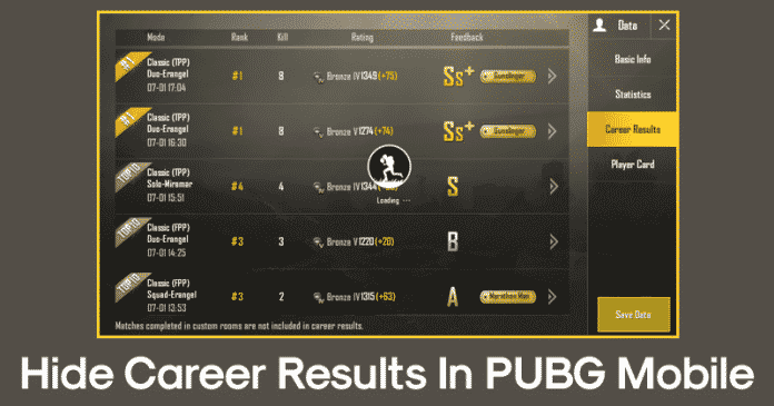 How To Hide Your Career Results In PUBG Mobile