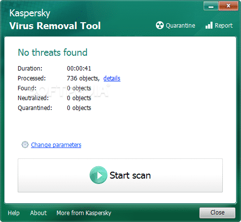 Ferramenta de remoção de vírus Kaspersky