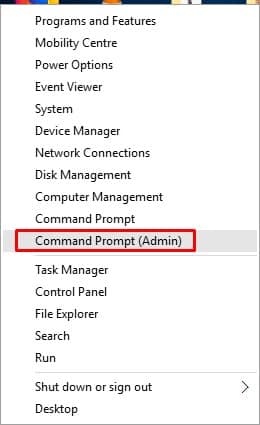 Open Command Prompt (Admin)