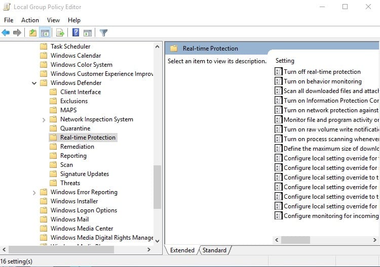 Stop 'Antimalware Service Executable' from Group Policy Editor