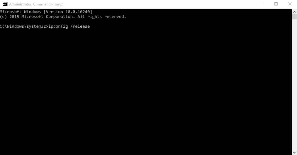 Execute the 'ipconfig /release' command
