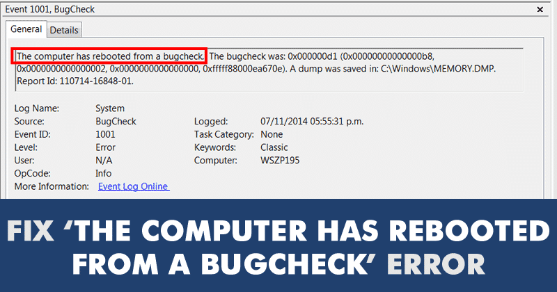 электронный компьютер перезагрузился из-за настоящего синего экрана проверки ошибок