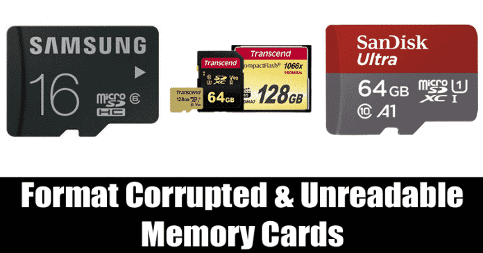 How To Format Corrupted/Unreadable Memory Card