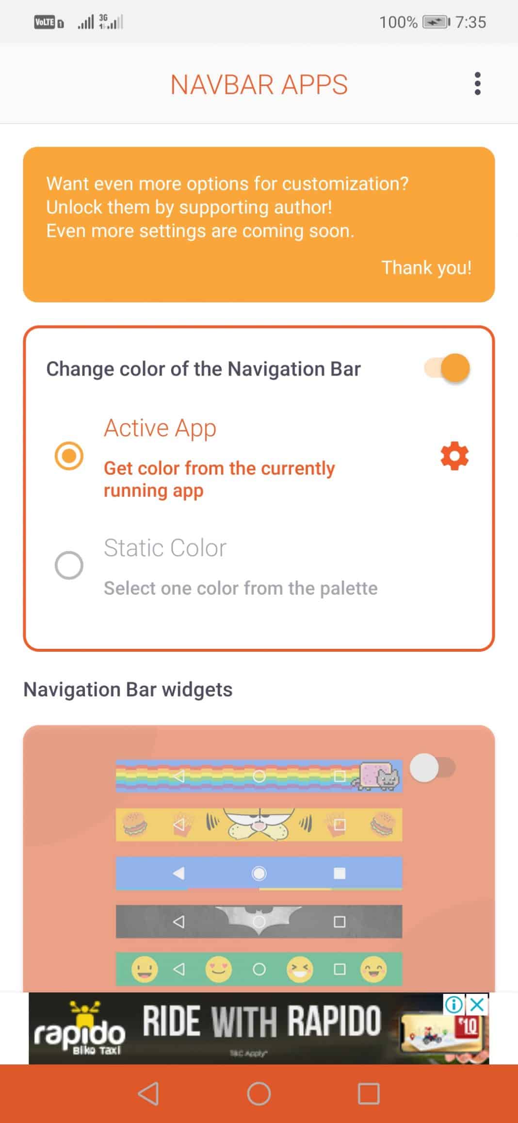 Select 'Active app' option