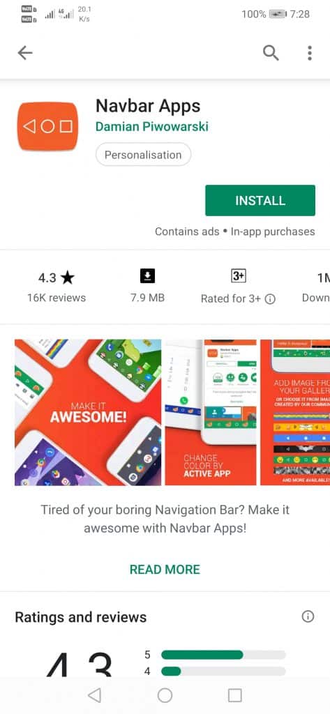 instal aplikasi Navbar di smartphone Android