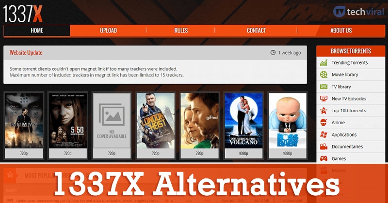 6 Best 1337x Alternatives To Use When Torrent Site Is Down [Working In 2019]