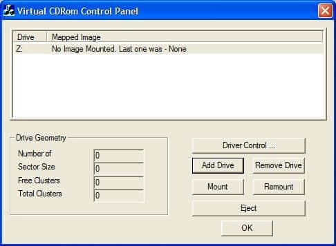 Microsoft Virtual CD ROM control panel