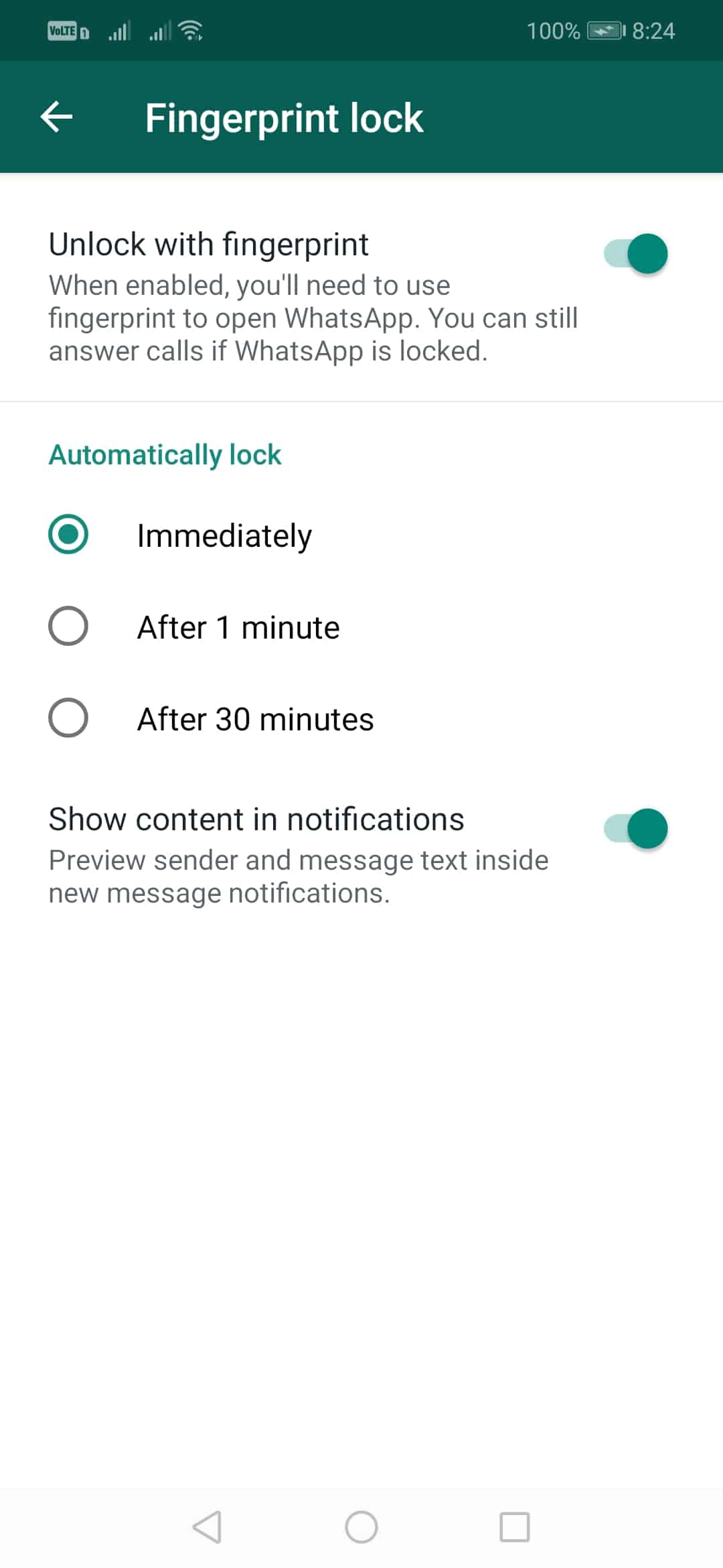Enable Fingerprint Unlock Feature in WhatsApp For Android