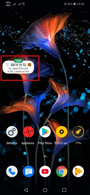 How To Pin Live Score on Your Android s Screen - 58