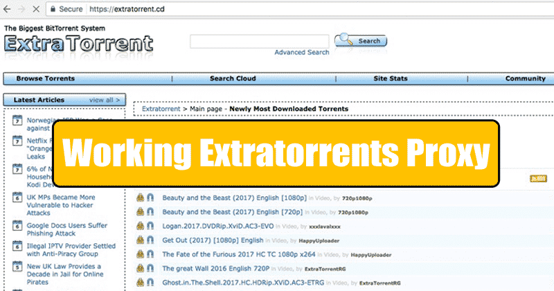 Seznam proxy serverů ExtraTorrent v roce 2022