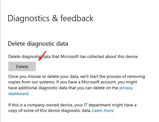 Delete PC's Diagnostic Data from Microsoft's Server