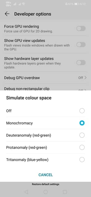 Enable Grayscale or Monochromacy Mode On Android