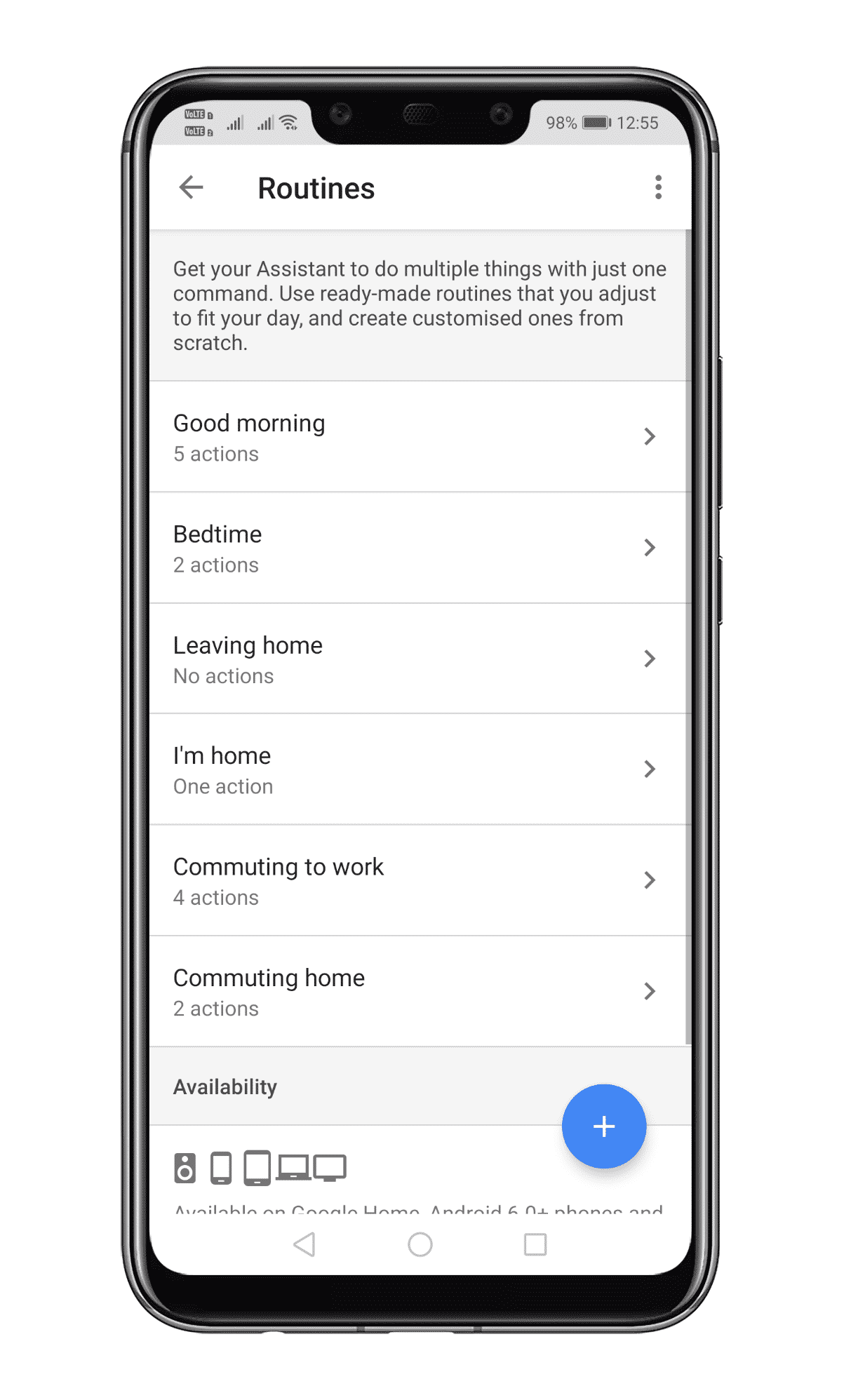 Tap on the (+) button to assign a new command