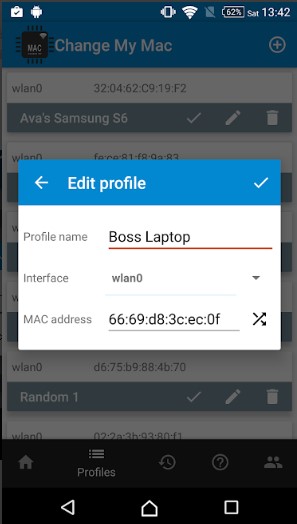 get the mac address to change into a mac address for a cricket phone