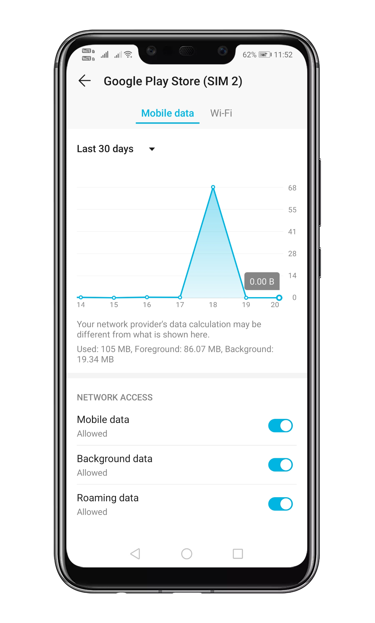 Povolit „Mobilní data“