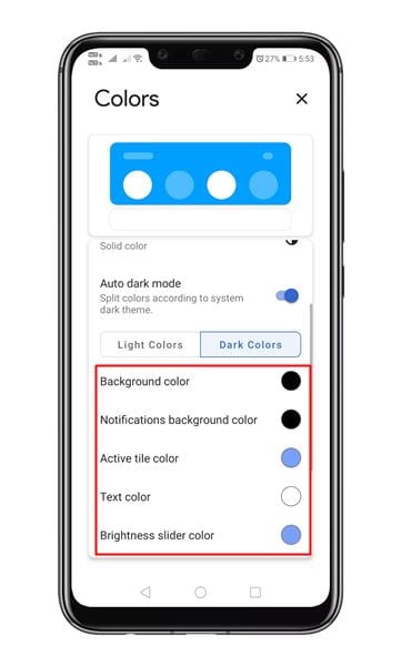 scroll down and customize the 'Dark Colors'