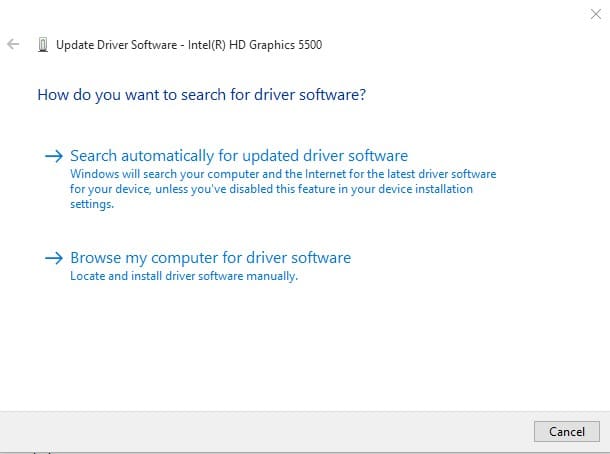 Select 'Search automatically for updated driver software'