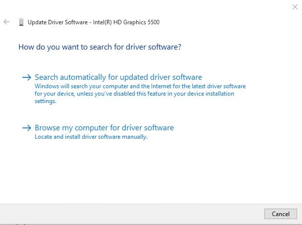 Search automatically for updated driver software