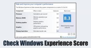 How to Check Windows Experience Score on Windows 10