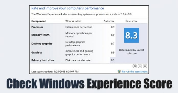 Slik sjekker du Windows Experience Score på Windows 10