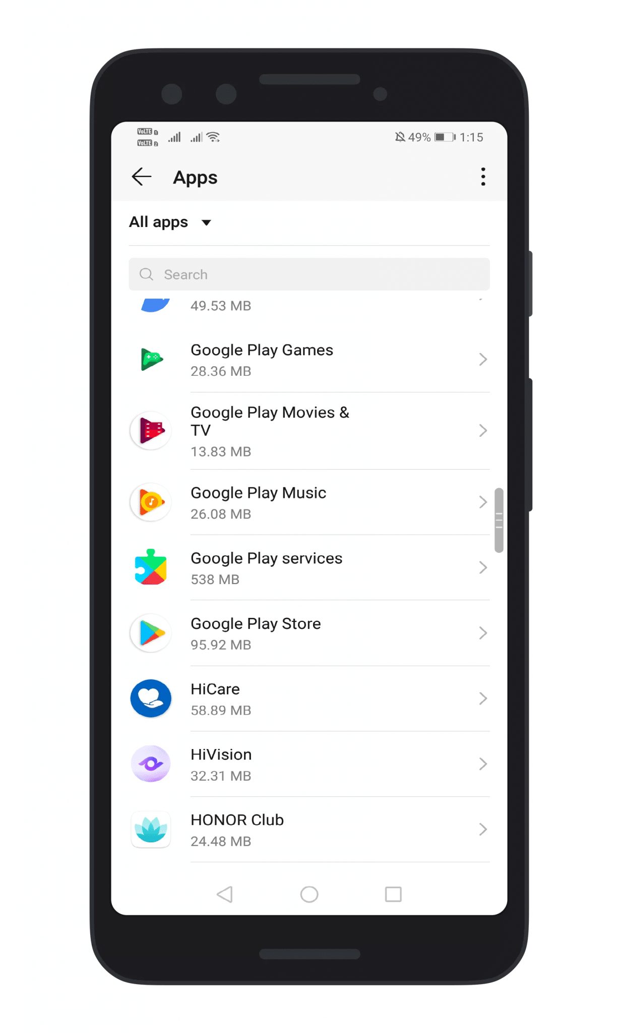 Tap on 'Google Play Services'