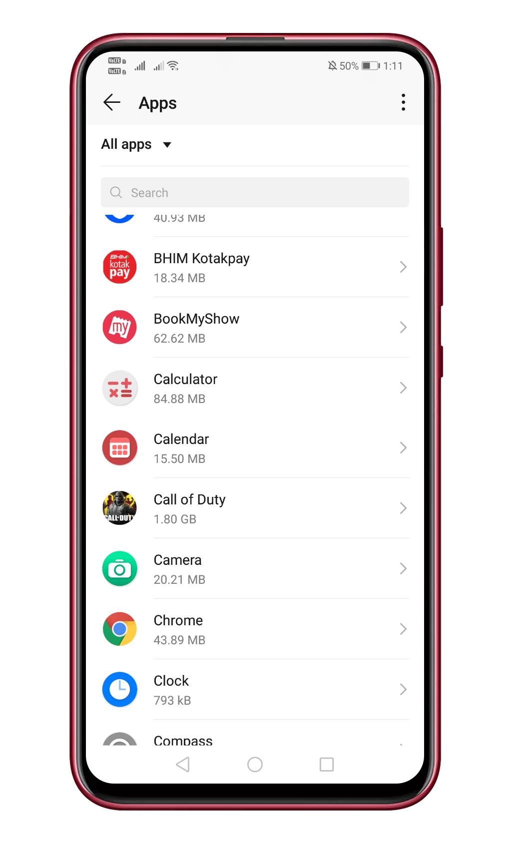 Head to the Settings > Apps
