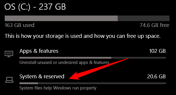 Check If Your PC is Using Reserved Storage