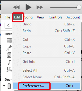 Select 'Edit' and then 'Preferences'