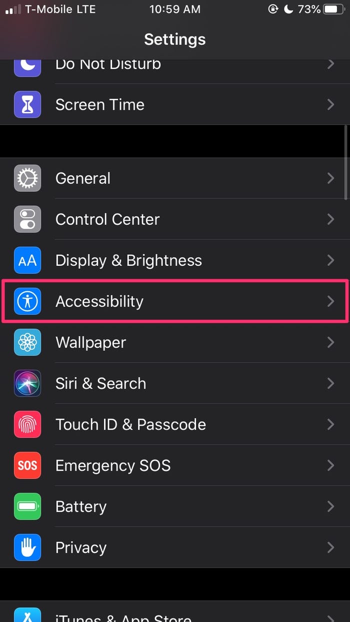 Tap on the 'Accessibility'